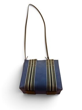 Loro Piana Navy Canvas Tote or Cross Body with Signature Stripes